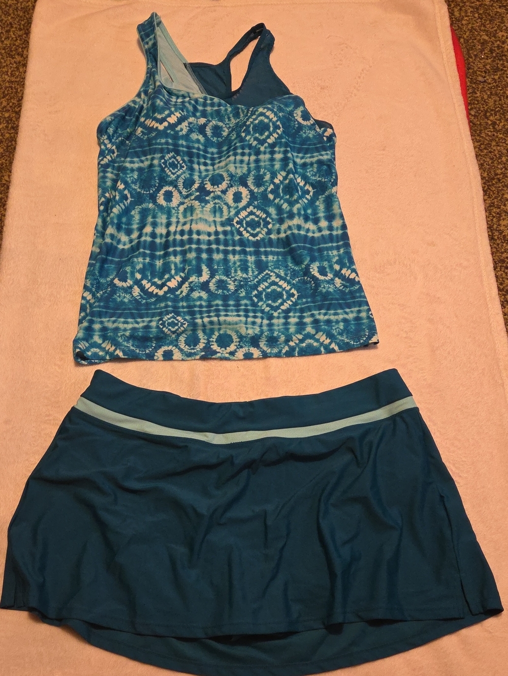 Women Blue Patterned Tankini Swim Set - Womens Swim